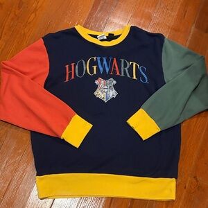 Hogwarts Colorblock Crewneck Sweatshirt - Navy with Red, Green & Yellow